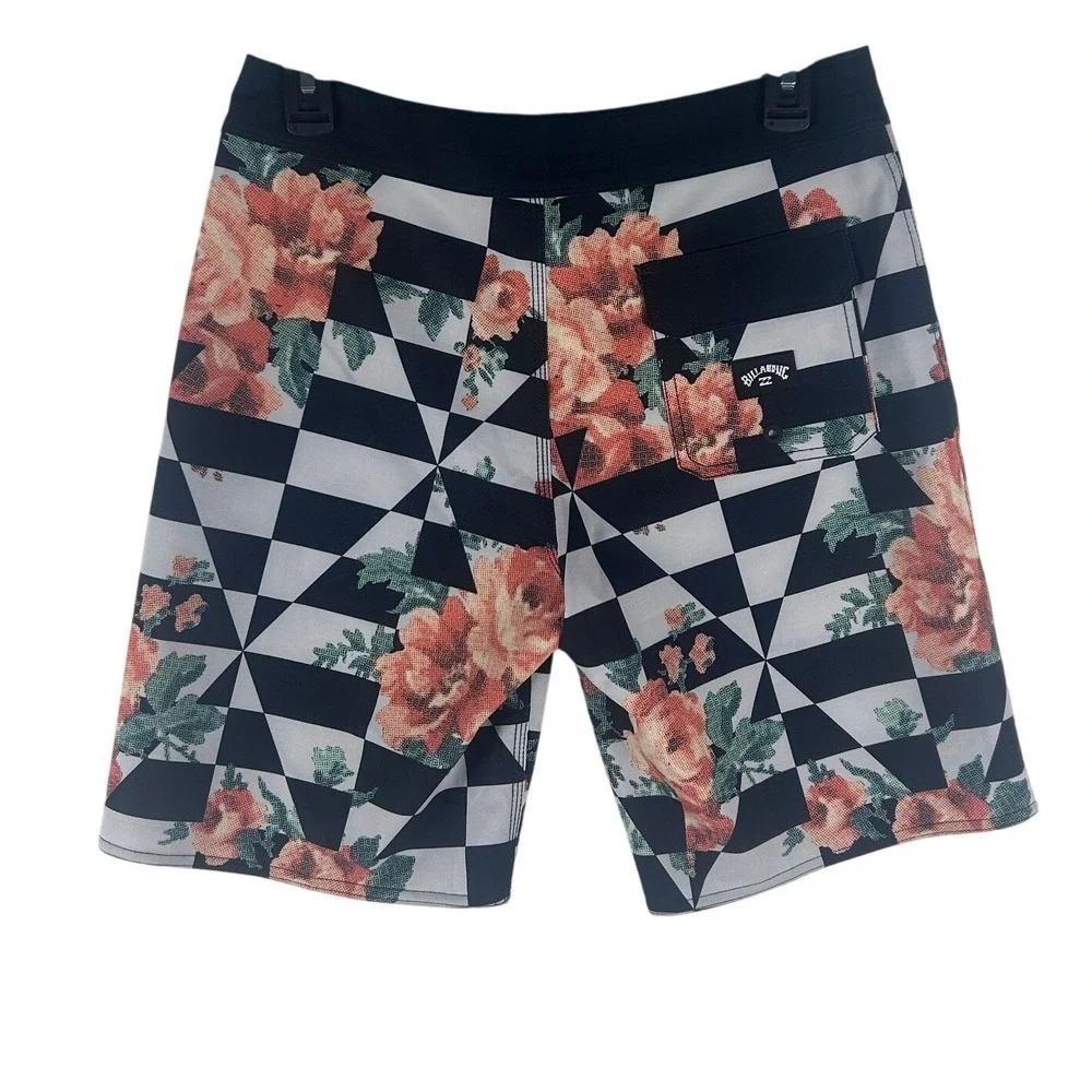 Billabong‎ Sundays Pro Upcycler Board Shorts Mens 28 Floral Checkerboard NWT
